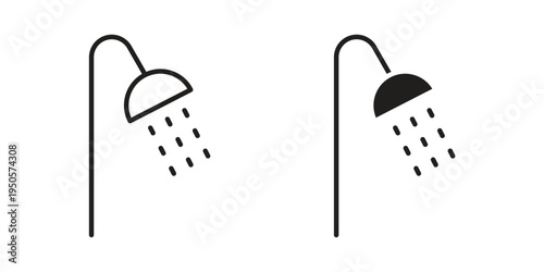 Shower head icon concept. Simple solid style. line stroke icons