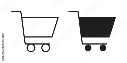 Shopping Cart icon concept. Simple solid style. line stroke icons