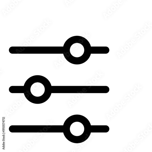 graphic equalizer illustration Vector icon representing three slider controls indicating adjustable settings or filter options in a digital interface Minimalist black and white for volume control