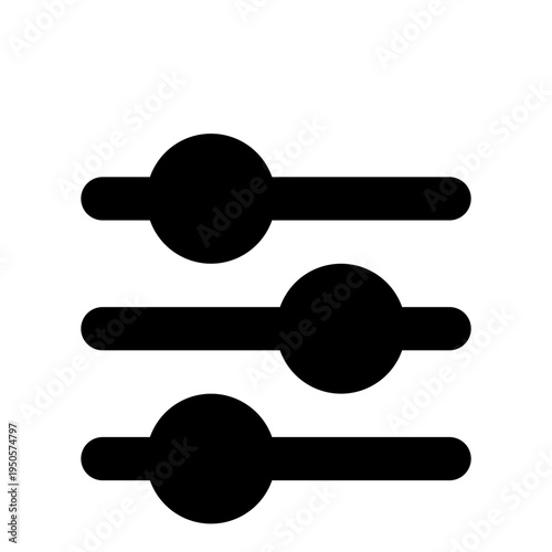 graphic equalizer illustration Vector icon representing three slider controls indicating adjustable settings or filter options in a digital interface Minimalist black and white for volume control