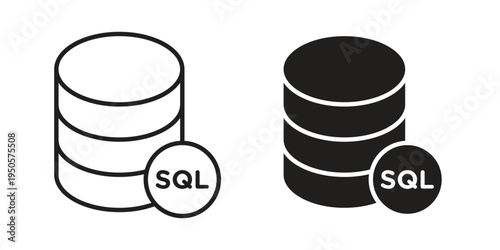 SQL icon concept. Simple solid style. line stroke icons
