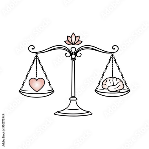 Lotus flower, Heart, and Brain Scales of Justice Logo
