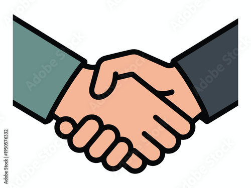 Close-up illustration of two hands shaking, symbolizing agreement, partnership, or greeting between individuals.