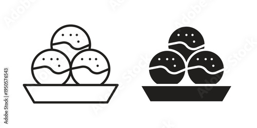 Takoyaki icon concept. Simple solid style. line stroke icons