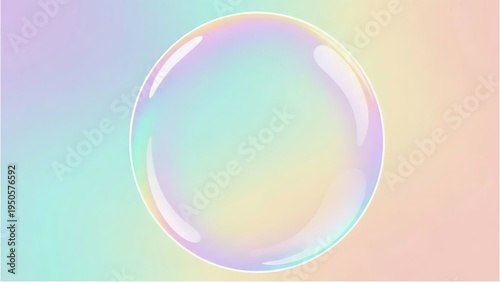 Iridescent bubble on rainbow background