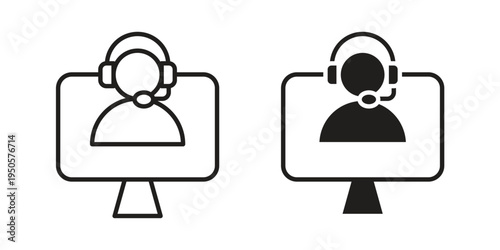 Tech support icon concept. Simple solid style. line stroke icons