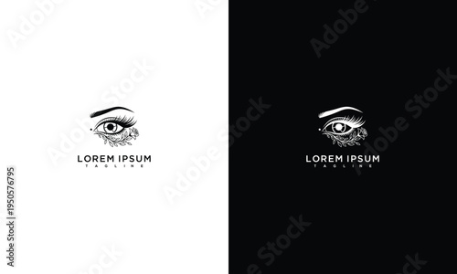 Vintage Human Eye Logo Design - Hand Drawn Engraved Vision Symbol in Black and White.