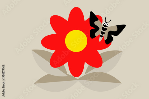 Vector illustration of a butterfly, simple shapes. 