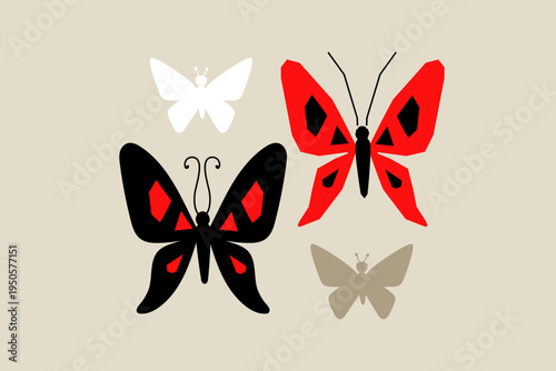 Vector illustration of a butterfly, simple shapes. 