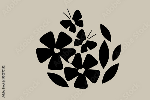 Vector illustration of a butterfly, simple shapes. 