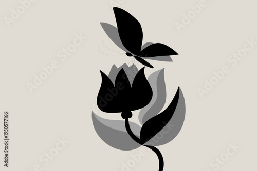 Vector illustration of a butterfly, simple shapes. 