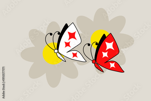 Vector illustration of a butterfly, simple shapes. 