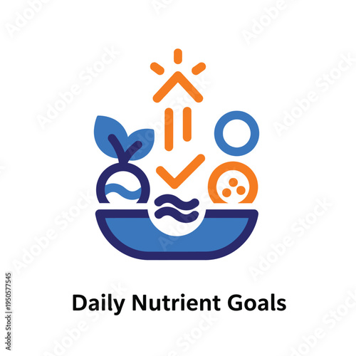 Illustrative icon symbolizing the pursuit of daily nutrient goals and a balanced diet for optimal health and well-being, promoting a wholesome lifestyle