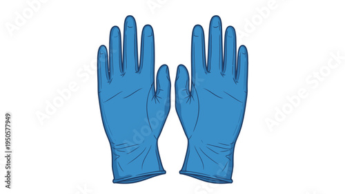 Blue Rubber Gloves Pair.