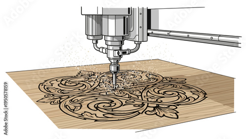 CNC Router Cutting Wood.