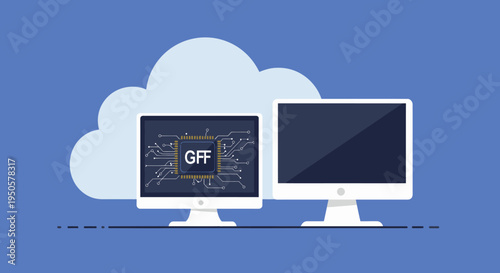 Computer Monitors Cloud Computing.