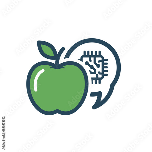 Icon depicting the integration of artificial intelligence with nutrition, symbolizing smart dietary analysis, data-driven health insights, and advanced food technology solutions