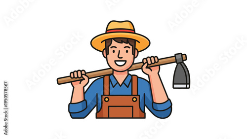 Farmer Holding Pickaxe.