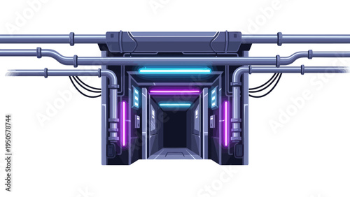 Futuristic Neon Industrial Corridor.