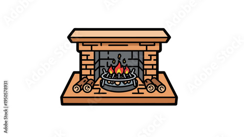 Illustration of Fireplace.