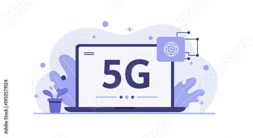 Laptop Displaying 5G Technology.