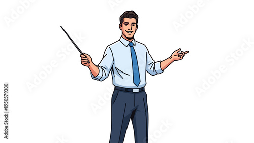 Man Holding Pointer Stick.