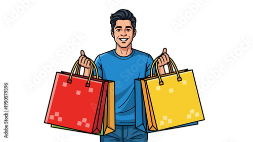 Man Holding Shopping Bags.