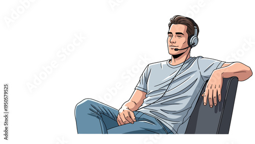 Man Relaxing with Headphones.
