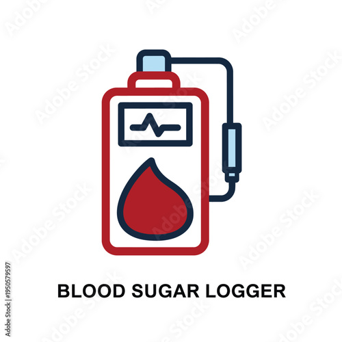 Blood Sugar Logger Device Icon - Measuring Glucose Levels for Health Monitoring