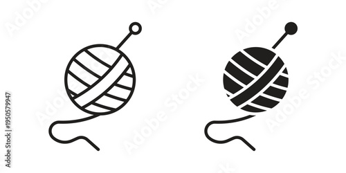 Wool ball icon concept. Simple solid style. line stroke icons