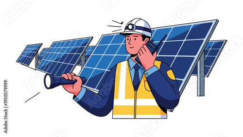 Solar Energy Specialist: An engineer, diligently inspects a solar panel installation, embodying expertise and innovation in the realm of renewable energy.