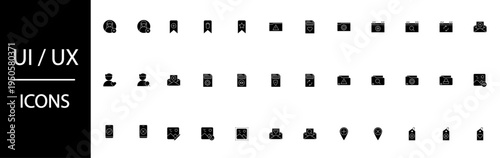 Modern collection of user interface and user experience glyph icons