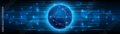 Concept of global network connection. World map. Modern internet network connection technology. High speed internet or fast wireless data transmission.