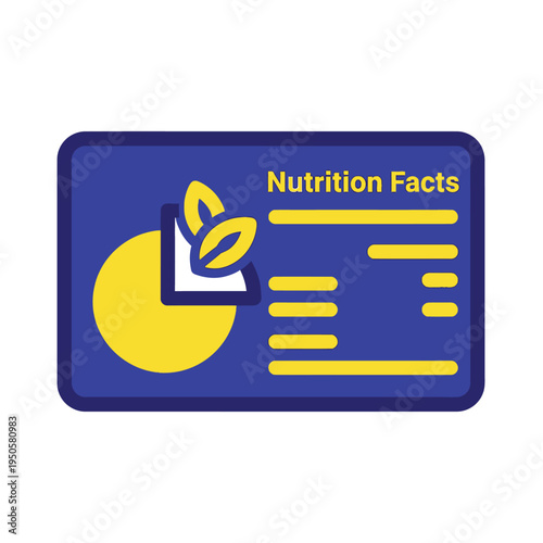 Detailed nutrition facts label icon for food packaging and dietary information, illustrating healthy eating and ingredient analysis for informed consumer choices