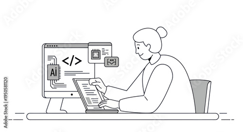 Woman Working on Computer.