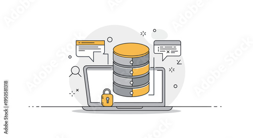 Database on Laptop Screen.