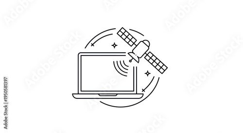 Laptop Satellite Communication Icon.