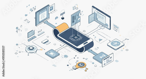 Smartphone Connected Devices Illustration.