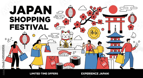Japan Shopping Festival: People Enjoying Sale Offers and Japanese Culture
