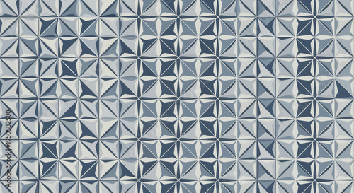 Geometric Mosaic Pattern, Blue and White Textured Tiles, Abstract Background