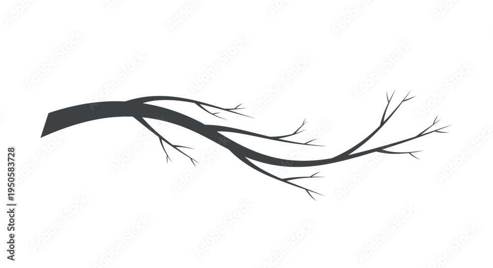 Fototapeta premium Black Tree Branch Silhouette.