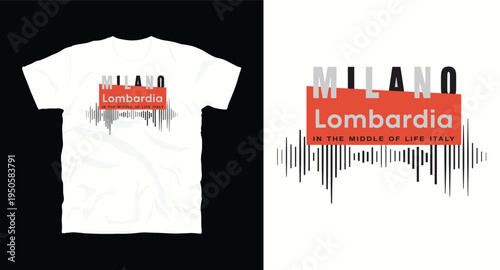 Milano Lombardia graphic t-shirt design with soundwave element and italian theme