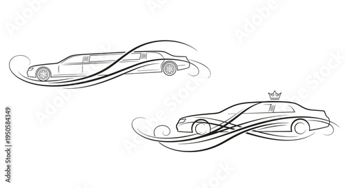 Elegant limousine graphics with flowing lines for design elements