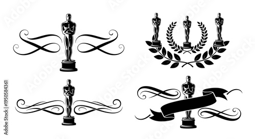 Oscar statue illustrations in elegant designs