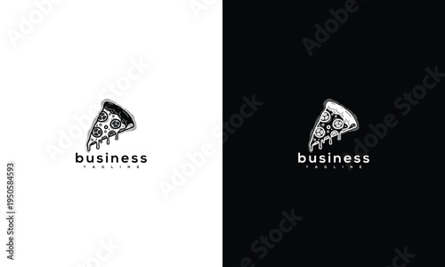 Pizza Business Logo Design Modern Monochrome Food Marketing Brand Identity.