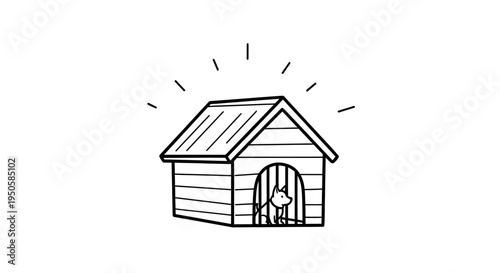 Dog in Doghouse Illustration.