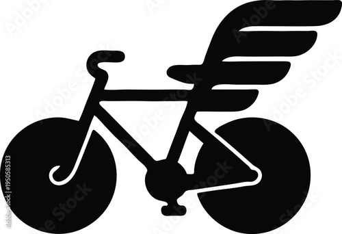Simple illustration of bicycle with wing attached to seat  transportation concept