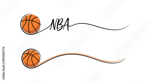 NBA logo design with basketball elements and dynamic lines