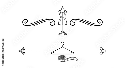 Stylish dividers with dress form, hanger, and measuring tape design for fashion themes