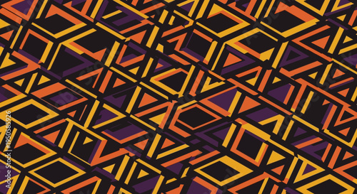 Geometric Pattern Abstract Background, Colorful Cubes and Triangles, Optical Illusion